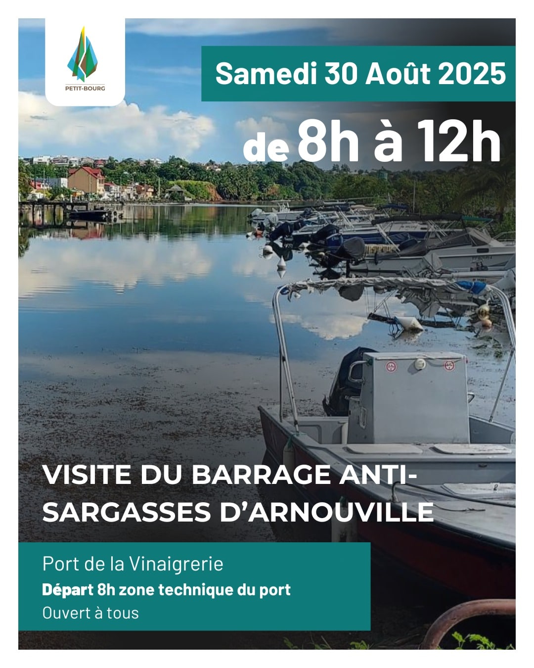Visite pédagogique en mer du barrage anti-sargasses d’Arnouville